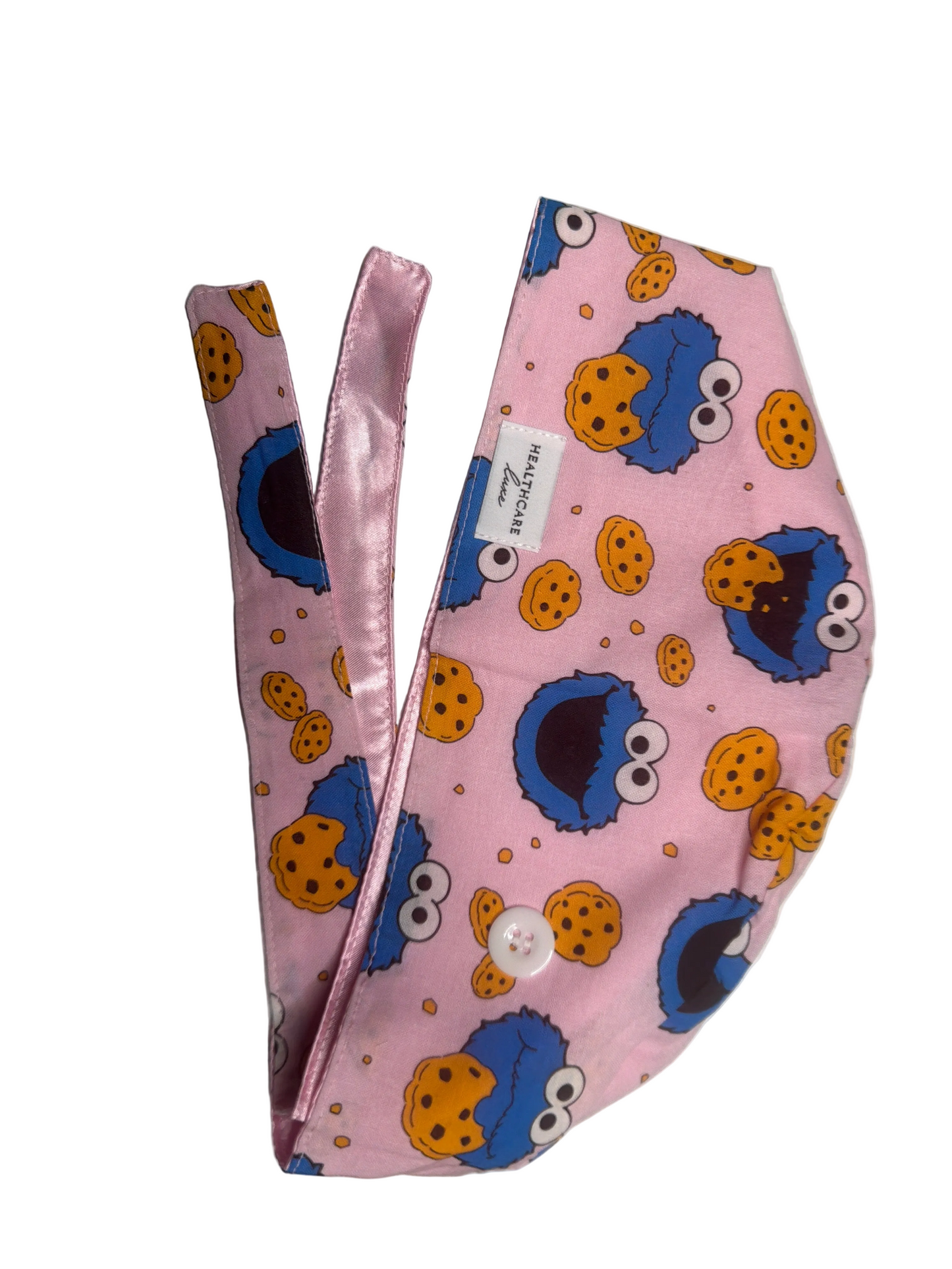 💕 Pink Cookie Monster Satin-Lined Scrub Cap
