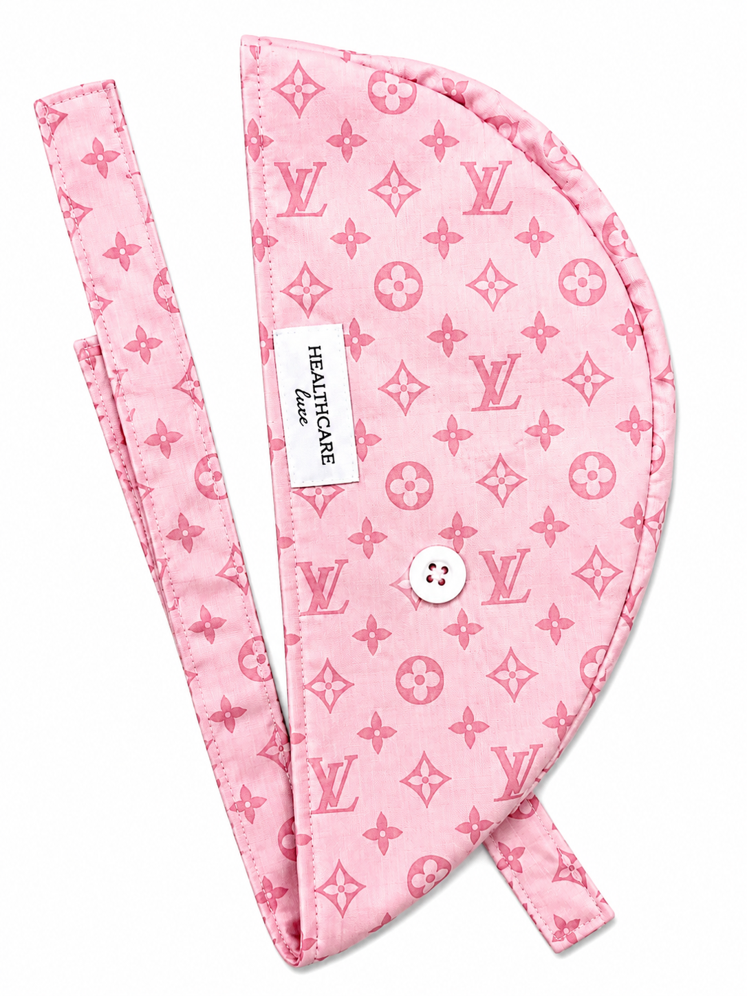 Pink Luxe Monogram Satin-Lined Scrub Cap